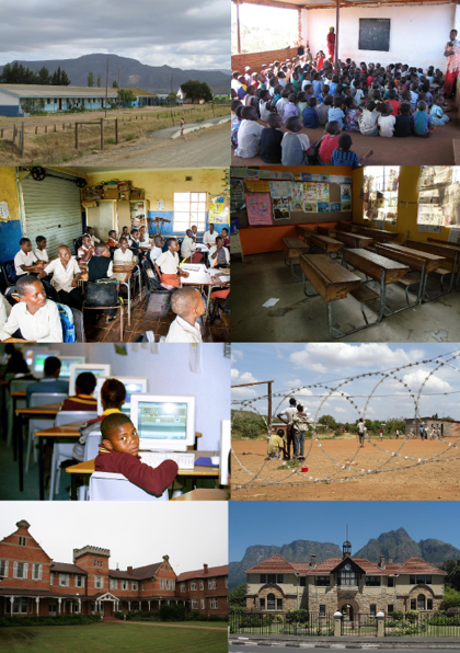 The huge diversity in school contexts in South Africa. (Photo credits: at end of post) 